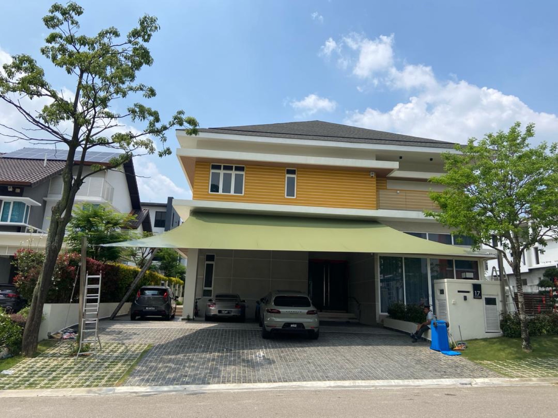 Shade sail porch kereta